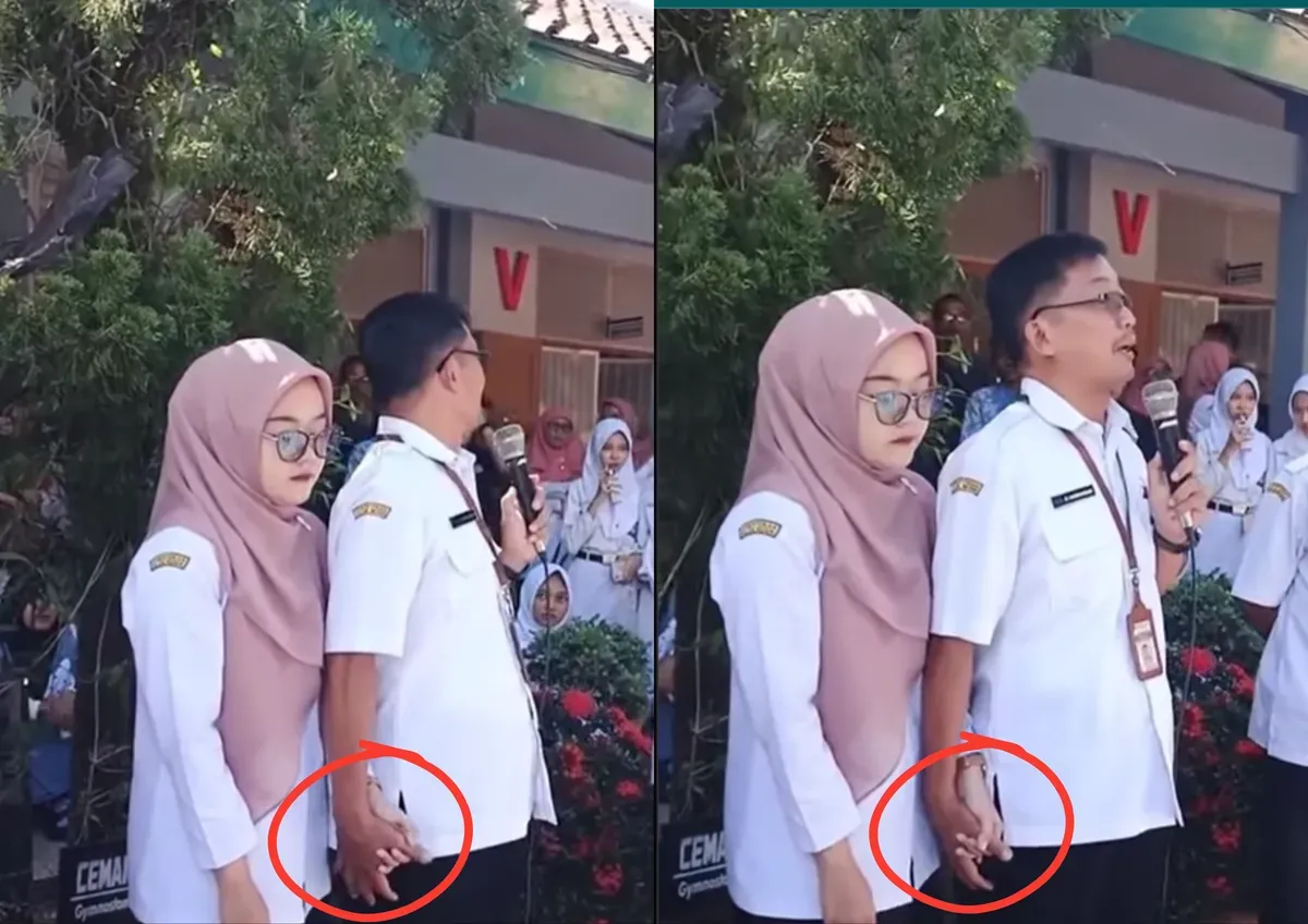 Aksi guru gandengan tangan ditengah aksi protes SMAN 1 Bukateja menjadi viral. (Sumber: Instagram/nasutionbooks.id)