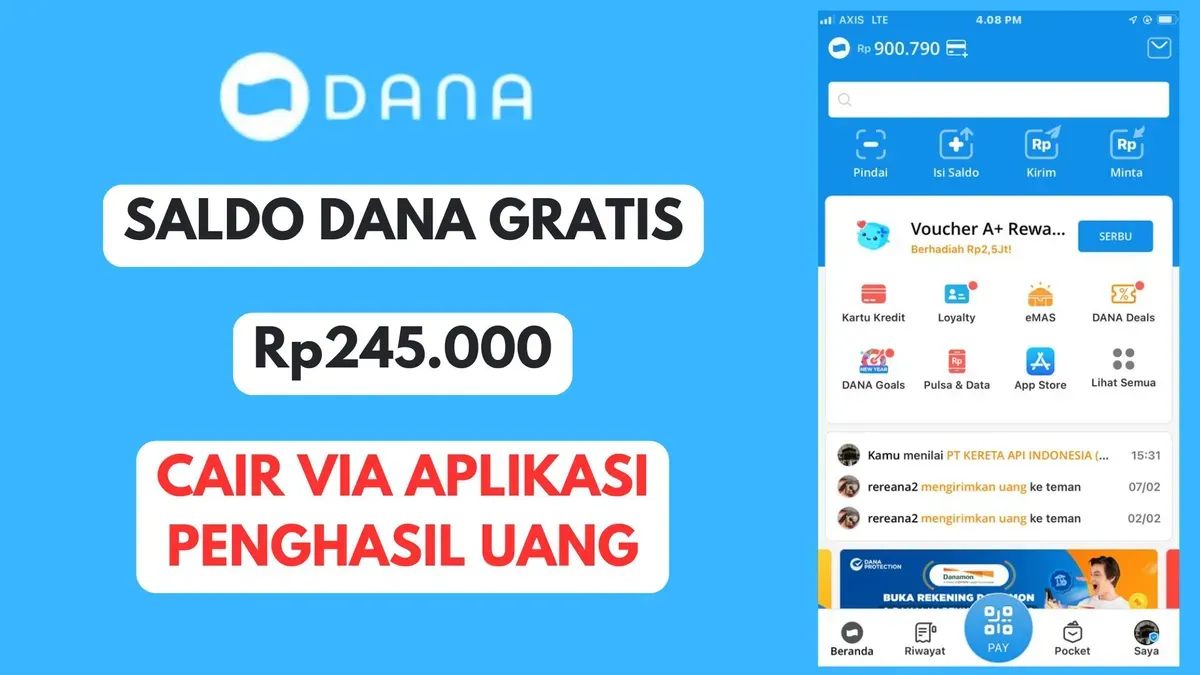 Saldo DANA Gratis cair Rp245.000 dari aplikasi penghasil uang, cek daftar rekomendasinya! (Sumber: Poskota/Herdyan Anugrah Triguna)