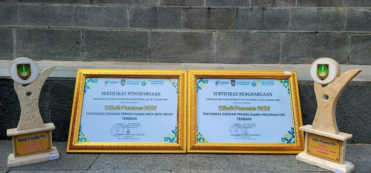 Salah satu pengguna Assist.id, Klinik Pratama MTA, mendapatkan penghargaan sebagai “Fasyankes dengan Pengelolaan data Satu Sehat Terbaik” dari Dinkes Surakarta.