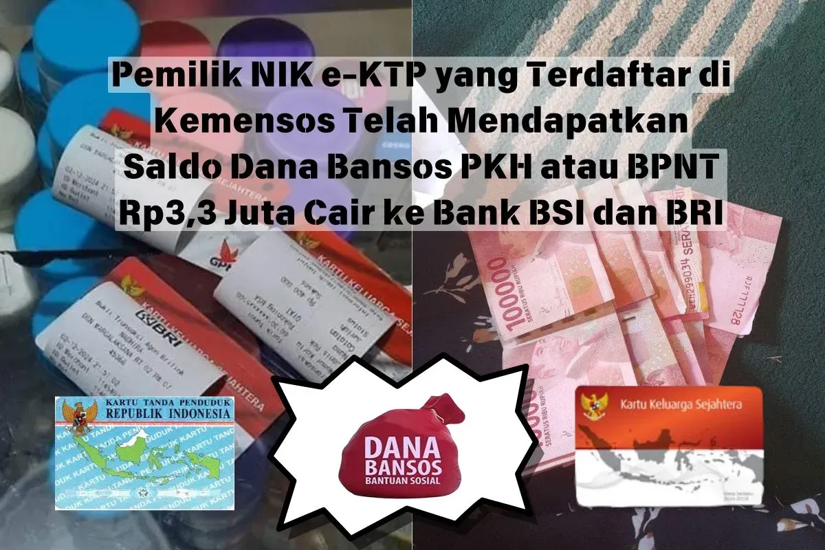 Saldo dana bansos PKH atau BPNT Rp3,3 juta cair ke Bank BSI dan BRI (Sumber: Facebook/Helis Hesti Edited Insan Sujadi)