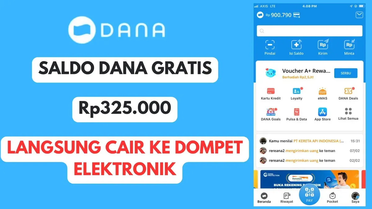 Cairkan saldo DANA gratis hingga Rp325.000 ke dompet elektronik via link DANA kaget terbaru. (Sumber: Poskota/Herdyan Anugrah Triguna)