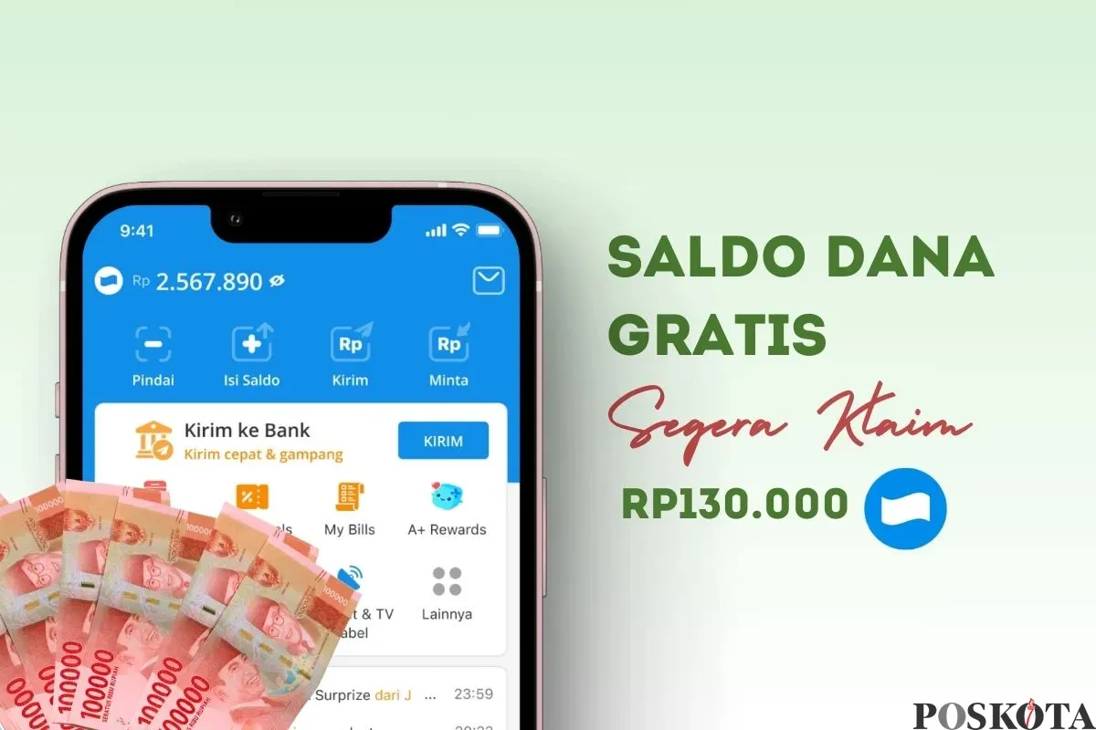 Ada saldo DANA gratis Rp130.000 yang bisa kamu dapatkan dengan cara mengakses sebuah link. (Sumber: Poskota/Della Amelia)