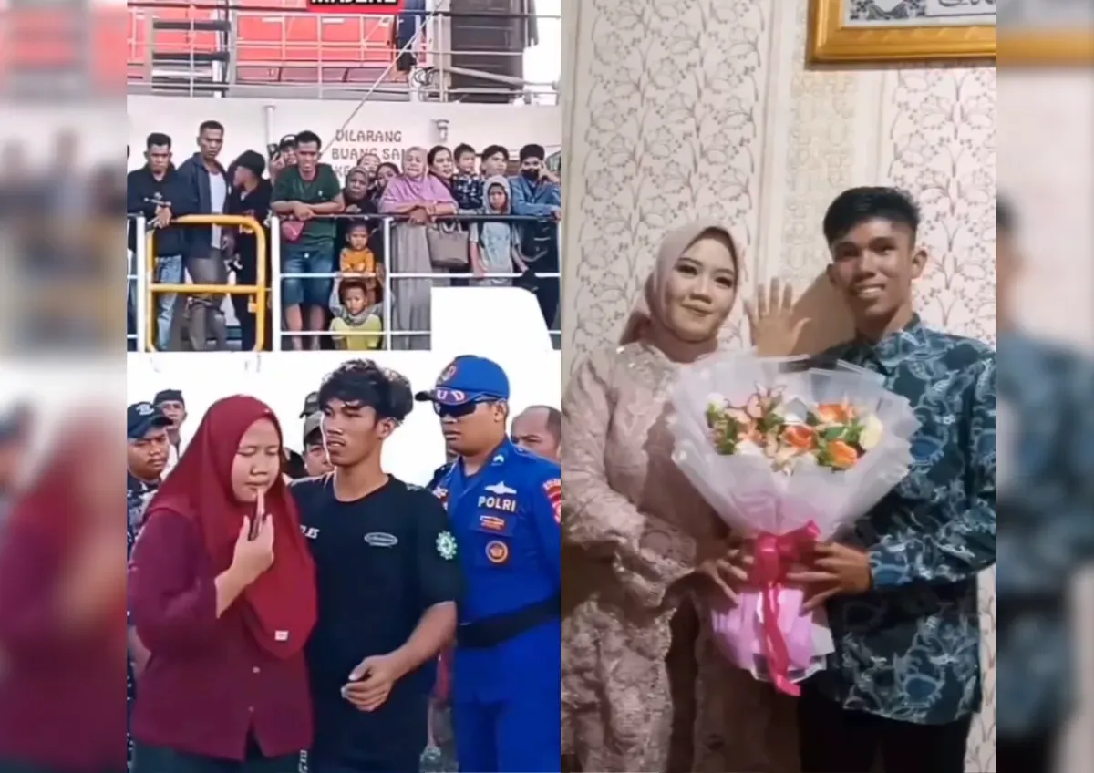 Bojes dan Lia viral, drama perpisahan di pelabuhan berujung pernikahan. (Sumber: Tangkapan layar media sosial X/@Anhy472830)