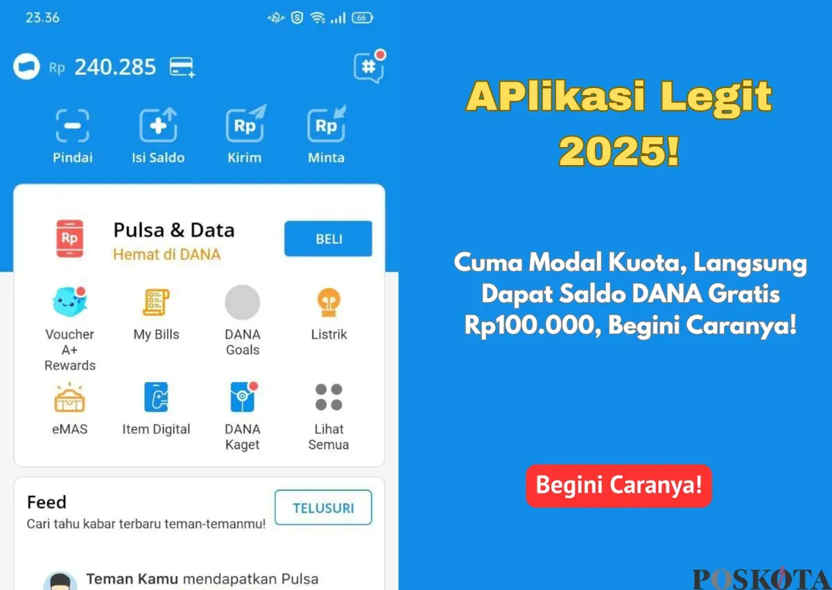 Hasilkan saldo DANA gratis hanya dengan membaca artikel dan menyelesaikan misi mudah di aplikasi terlegit 2025! (Sumber: Poskota/Yusuf Sidiq)