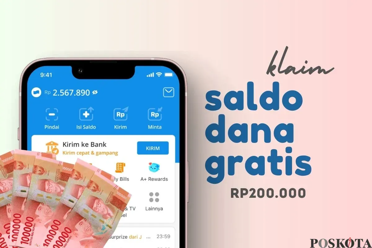 Klaim saldo DANA gratis Rp200.000 dari link DANA kaget hari ini. (Sumber: Poskota/Della Amelia)