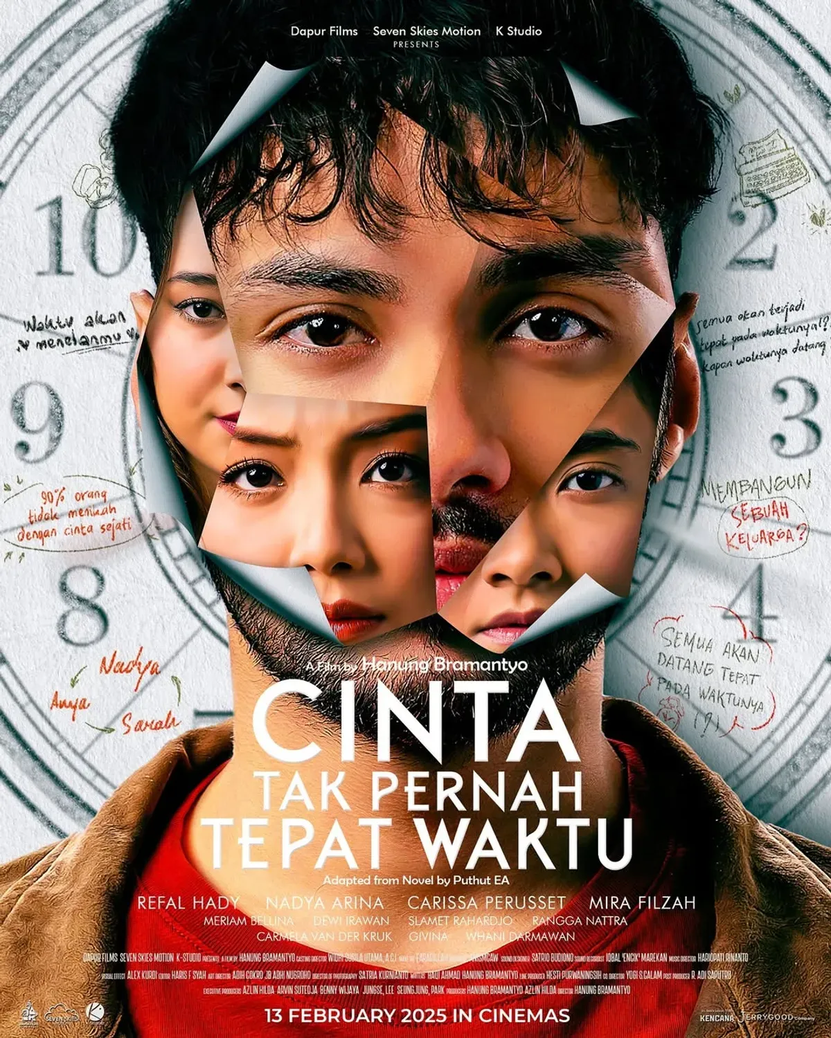 Sinopsis dan daftar pemain film Cinta Tak Pernah Tepat Waktu (Sumber: Instagram/@filmctptw)