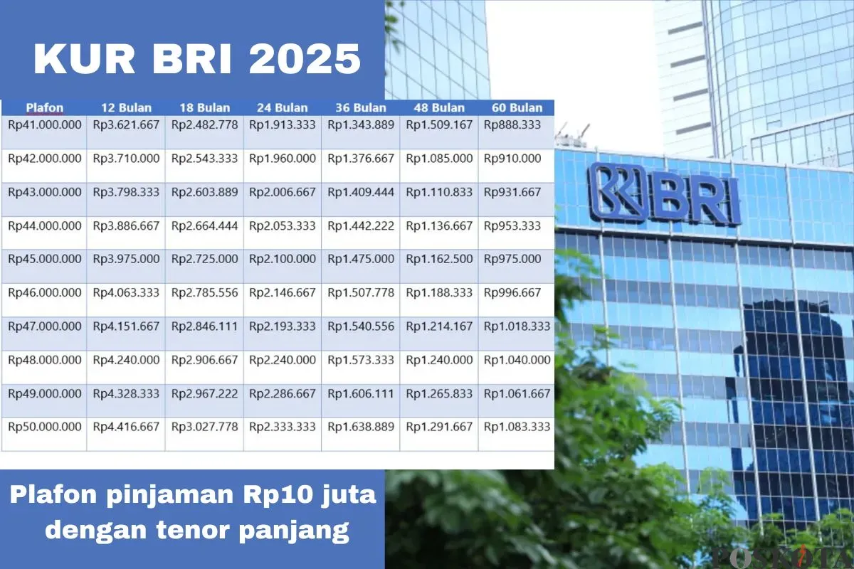 Skema pembiayaan KUR BRI 2025 untuk plafon pinjaman Rp10 juta. (Sumber: Poskota/Arip Apandi)