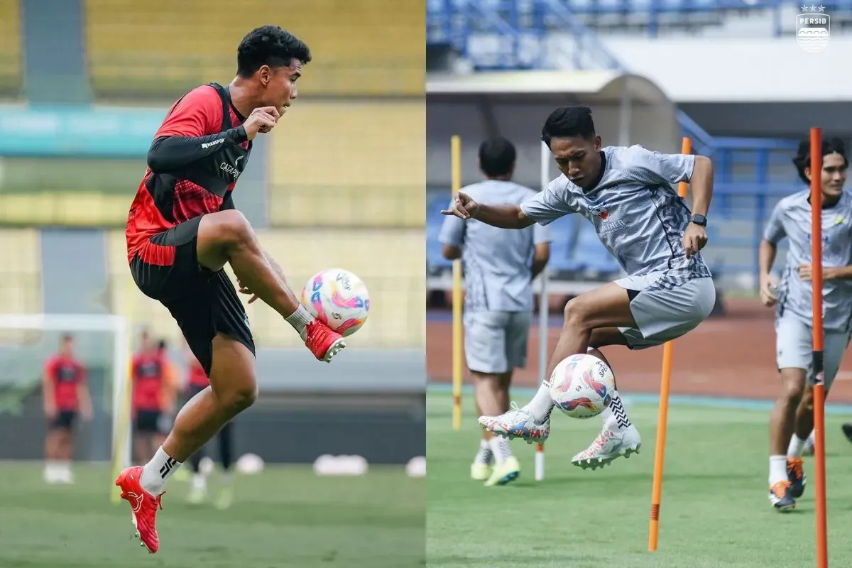 Pemain Persija dan Persib melakukan sesi latihan jelang laga. (Sumber: Instagram/@persija dan @persib))