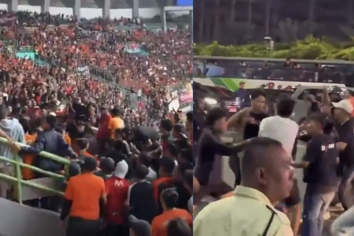 Atmosfer panas di Stadion Patriot Candrabhaga saat duel klasik antara Persija dan Persib berlangsung. (Sumber: X/@ilhampid)