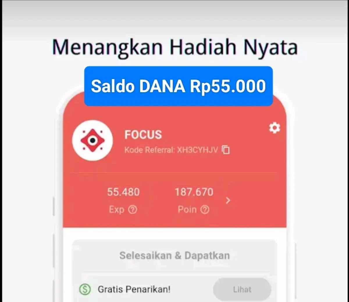 Raih saldo DANA gratis dari Focus. (Sumber: Play Store)