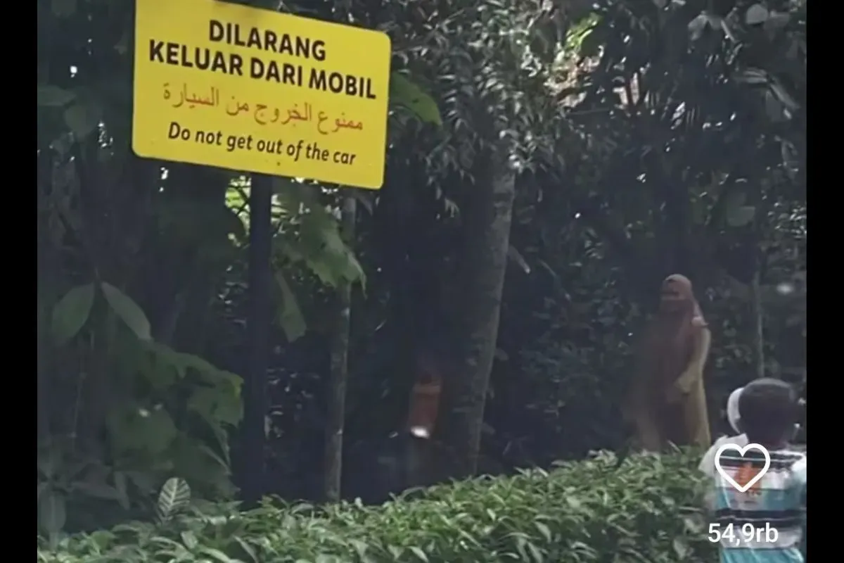 Aksi nekat ibu-ibu ajak keluar anak di area satwa liar Taman Safari Bogor (Sumber: Instagram/radendim)