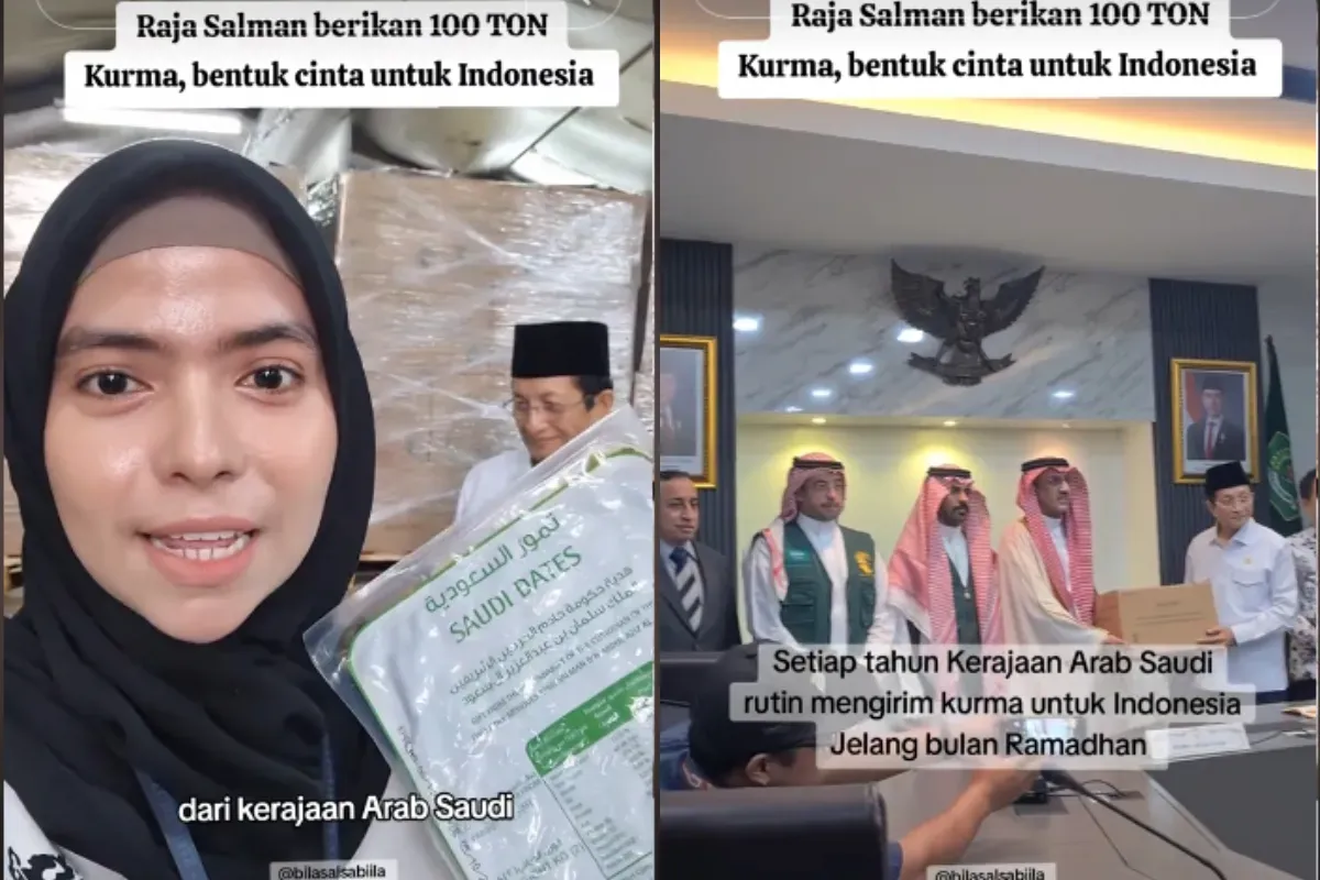 Netizen pertanyakan hadiah kurma Raja Salman yang tak pernah mereka rasakan hingga viral di TikTok. (Sumber: Tiktok/@bilasalsabiila)