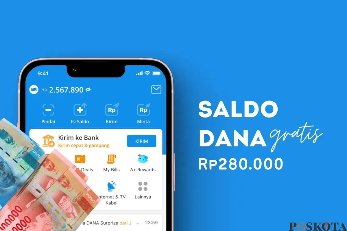 Klaim saldo DANA gratis Rp280.000 dari link DANA Kaget. (Sumber: Poskota/Della Amelia)