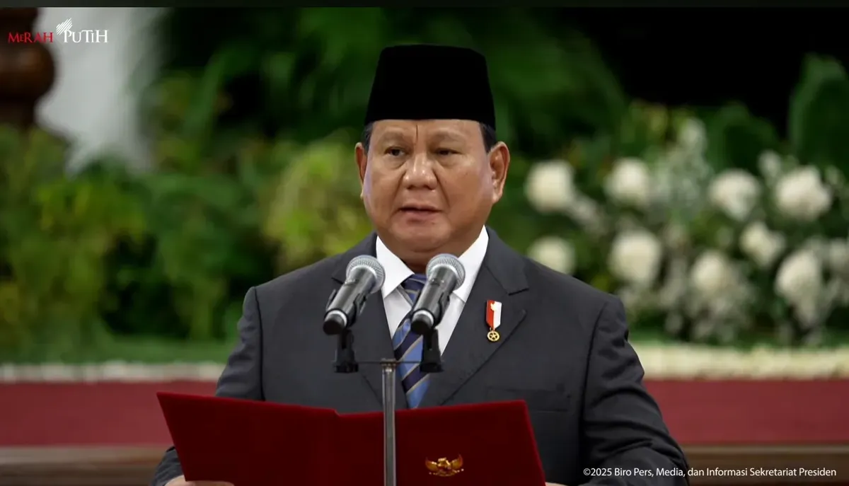 Presiden Prabowo Subianto resmi melantik kepala daerah terpilih hari ini di Istana Merdeka, Jakarta. (Sumber: Capture Youtube Sekretariat Presiden)