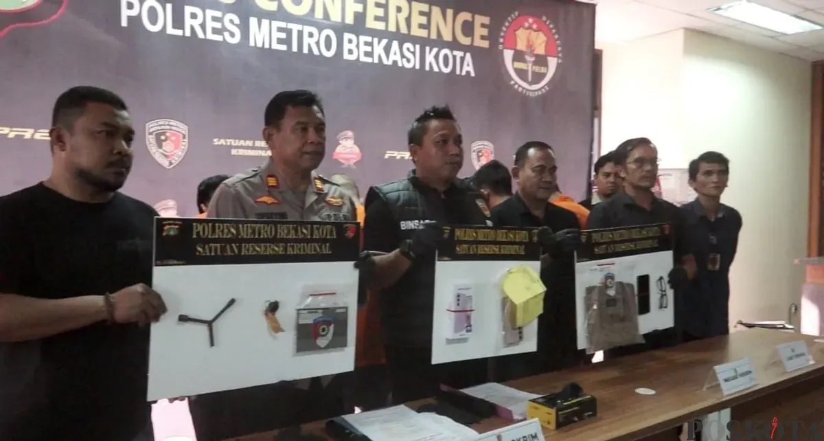 Konferensi pers kasus pencopetan ponsel yang digelar Polres Metro Bekasi Kota, Rabu, 19 Februari 2025. (Sumber: Poskota/Ihsan Fahmi)