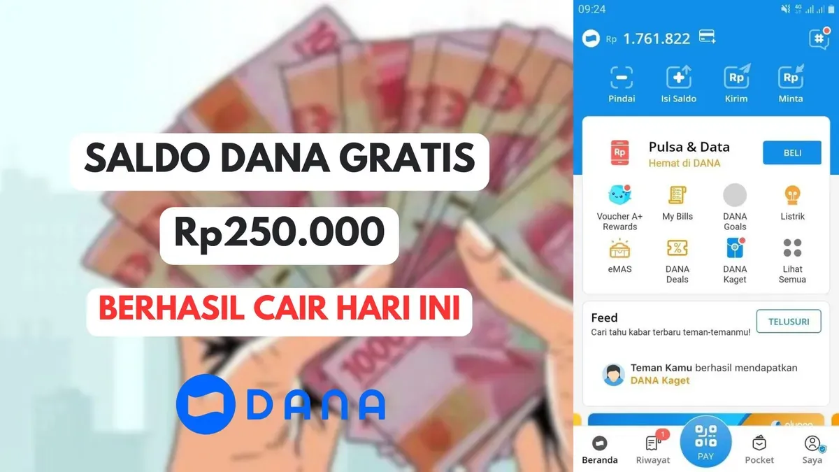 Klaim saldo DANA gratis hingga Rp250.000 yang cairnya langsung ke dompet elektronik tanpa apk tambahan. (Sumber: Poskota/Herdyan Anugrah Triguna)