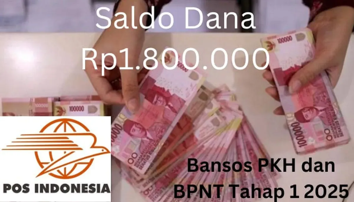 Saldo dana Rp1.800.000 dari bansos PKH dan BPNT tahap 1 2025 sudah bisa diambil via Pos Indonesia. (Sumber: Poskota/Gabriel Omar Batistuta)