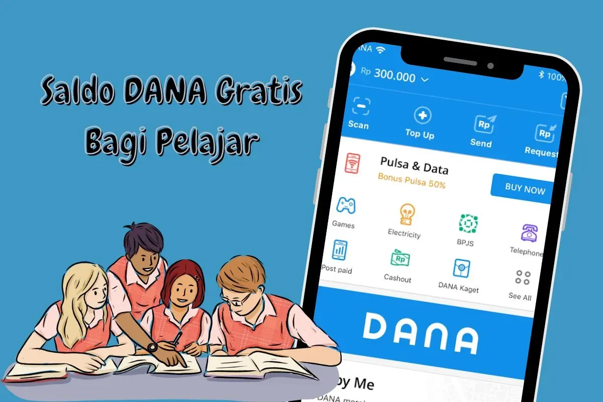 Saldo DANA gratis bagi pelajar hingga Rp100.000 bisa diraih tiap minggu ke dompet elektronik. (Sumber: Poskota/edited by Syifa Luthfiyah)