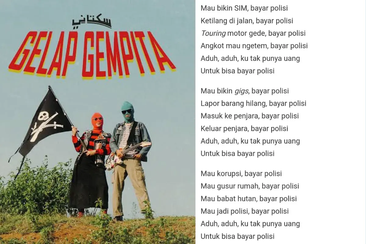 Lirik lagu 'Bayar Bayar Bayar' oleh band punk Sukatani (Sumber: Istimewa)