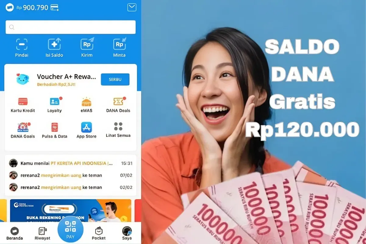 Klaim saldo DANA Gratis Rp120.000 dari menonton video di aplikasi penghasil uang masuk dompet elektronik. (Sumber: Poskota/Syania Nurul Lita Baikuni)