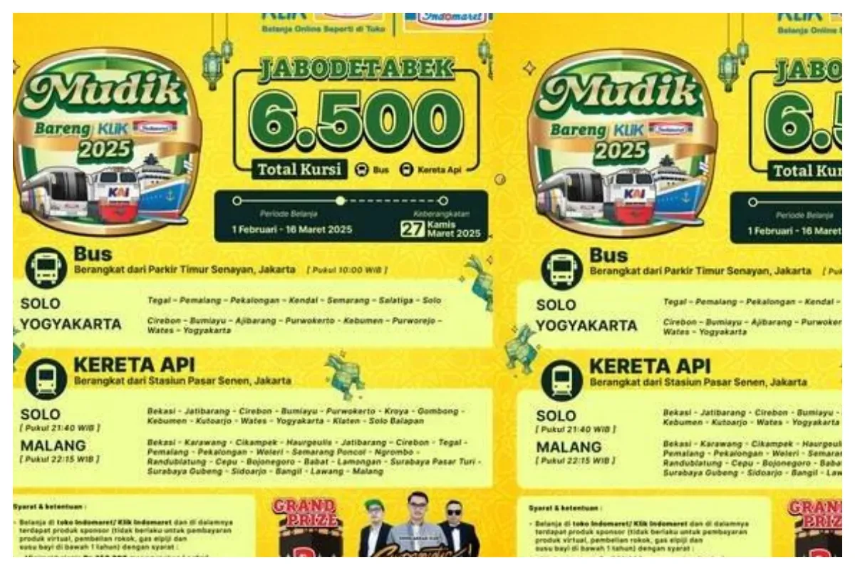 program mudik gratis bersama KLIK Indomaret 2025, cek syarat dan ketentuan berlaku (Sumber: Indomaret)