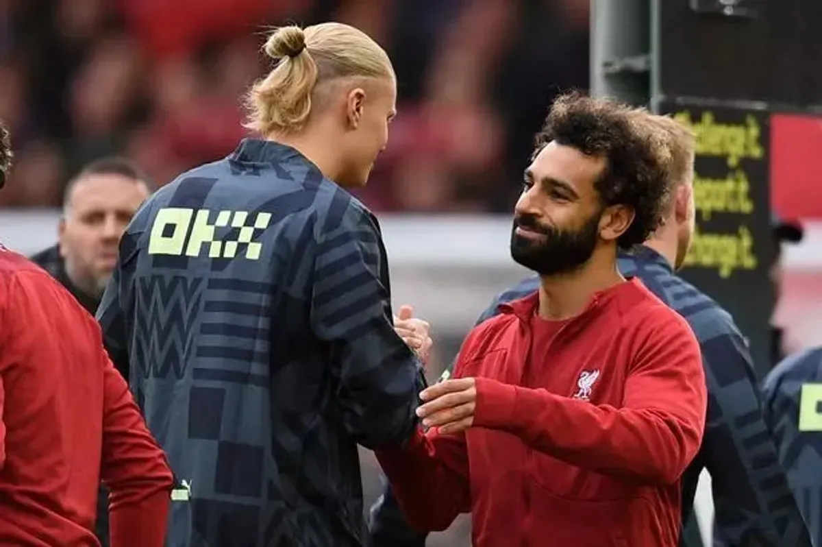 Kata sindiran dari Mohamed Salah kepada Erling Haaland yang harusnya lebih banyak cetak gol. (Sumber: X/ EPL_Gunlukleri)