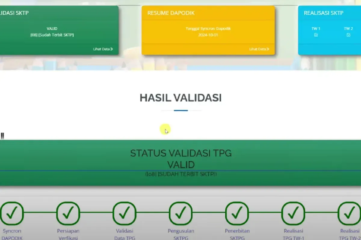 Pastikan info GTK Valid sudah benar sebelum dikirimkan ke Dinas Pendidikan. (Sumber: YouTube/@ahmadfatkhul)