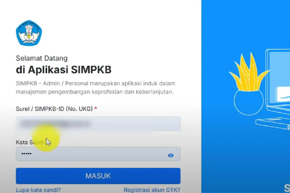 Tampilan login SIM PKB 2025. Pastikan surel dan kata sandi yang digunakan sudah benar. (Sumber: paspor-gtk.belajar.kemdikbud.go.id)