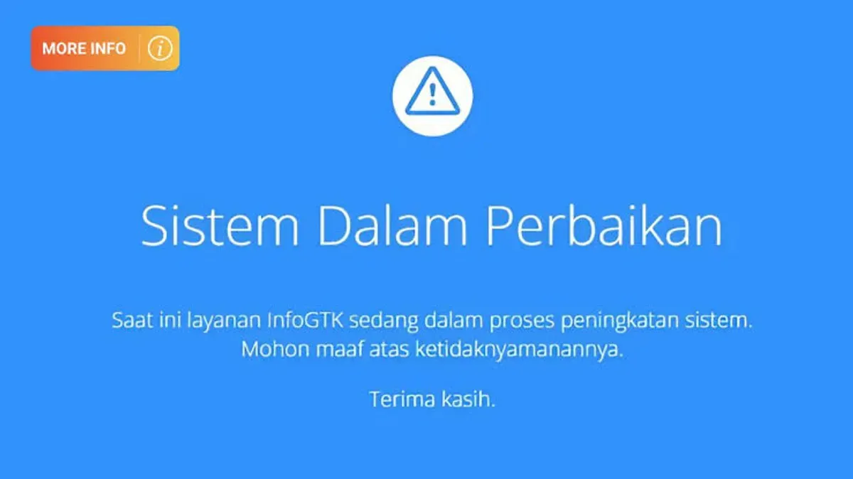 Web info GTK eror tidak bisa diakses, sedang dalam pemerliharaan.