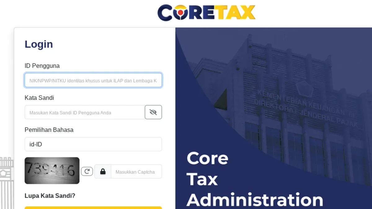  Login dashboard Coretax (Sumber: Coretax)