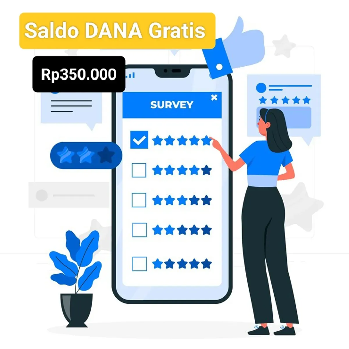 Isi survei bisa mendapatkan saldo DANA gratis. (Sumber: Freepik/storyset)