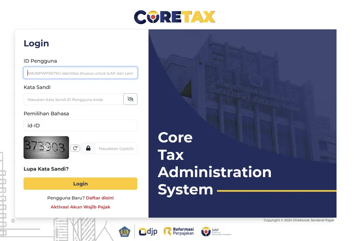 Pastikan NIK sudah padan dengan NPWP melalui menu Aktivasi Akun Wajib Pajak di Coretax. (Sumber: coretaxdjp.pajak.go.id)