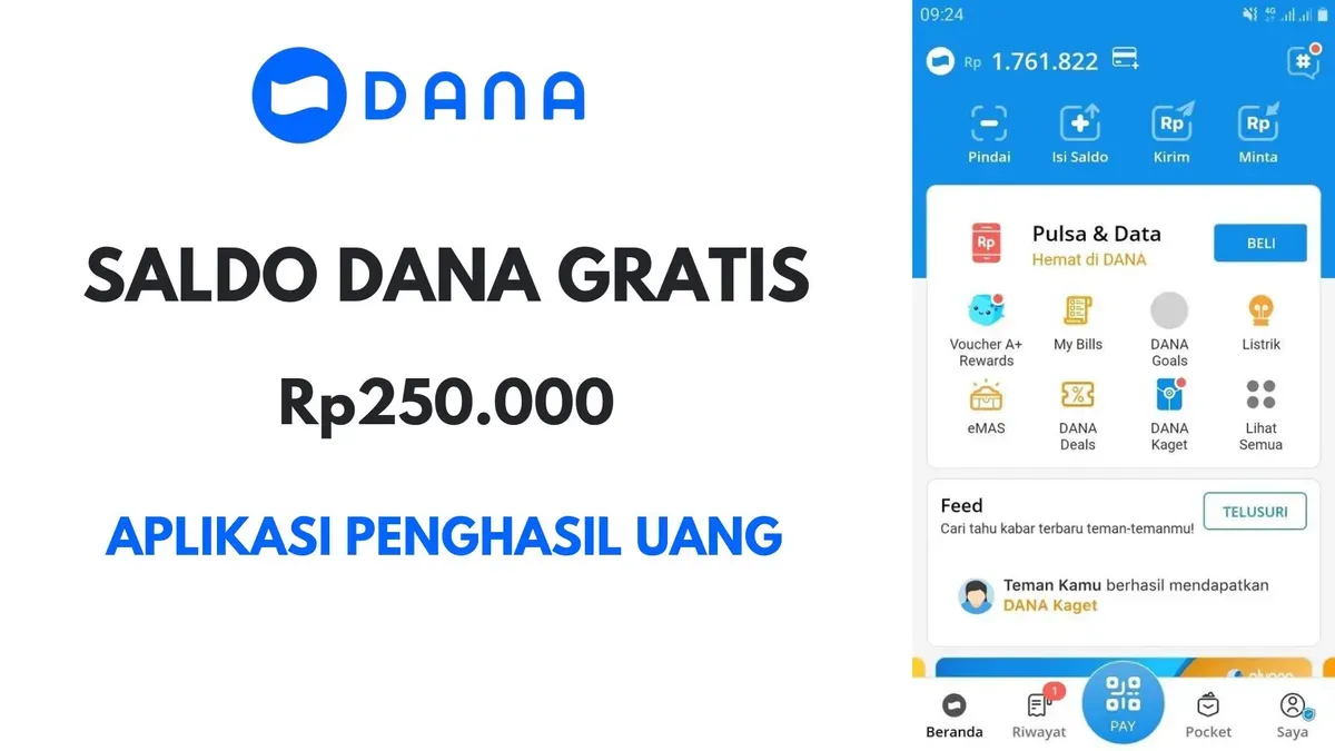 Ini rekomendasi aplikasi penghasil uang untuk cairkan saldo DANA gratis hingga Rp250.000 langsung masuk dompet elektronik (Sumber: Poskota/Herdyan Anugrah Triguna)