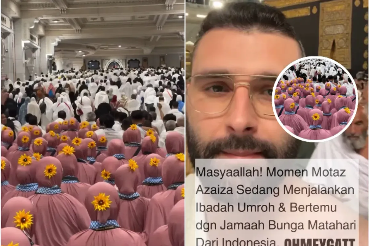 Jurnalis asal Palestina, Motaz Azaiza mengabadikan momen jemaah asal Indonesia yang miliki penampilan menarik. (Sumber: Instagram/@ohmeygatt)