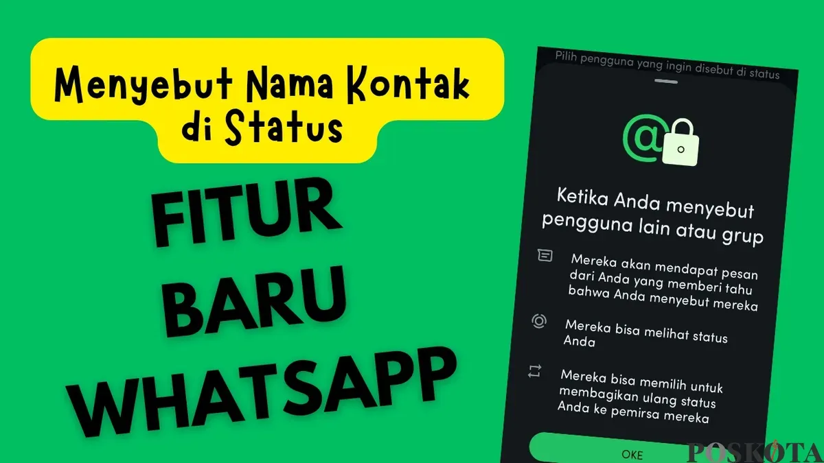 WhatsApp meluncurkan fitur baru yang memungkinkan pengguna untuk menyebutkan nama kontak di status. (WhatsApp/Neni Nuraeni)