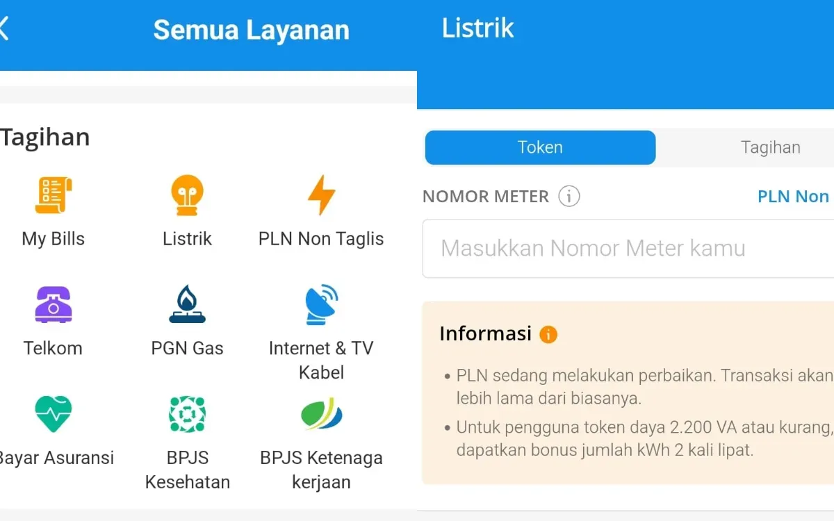 Ilustrasi membeli token atau membayar tagihan listrik di aplikasi DANA. (Sumber: Poskota/Dzikri)