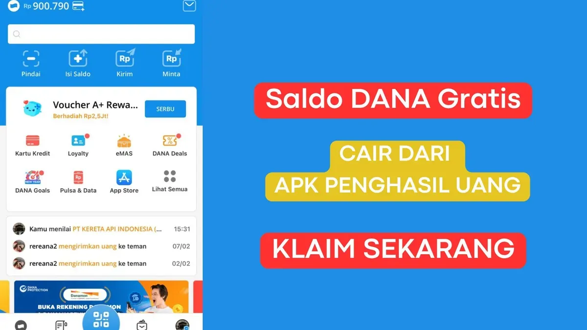 Klaim Uang gratis hingga Rp150.000 dari aplikasi penghasil saldo DANA. ini caranya! (Sumber: Poskota/Herdyan Anugrah Triguna)