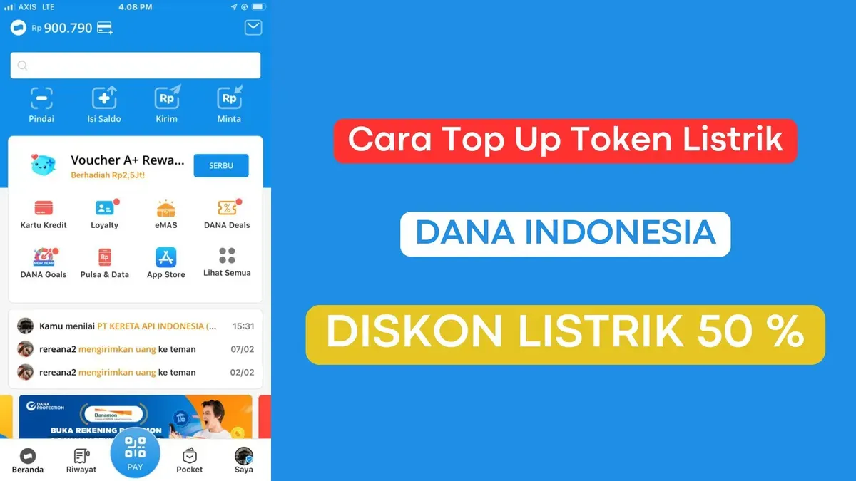 Ini cara mengisi token listrik yang sedang diskon 50 persen dari pemerintah melalui dompet elektronik DANA. (Sumber: Poskota/Herdyan Anugrah Triguna)