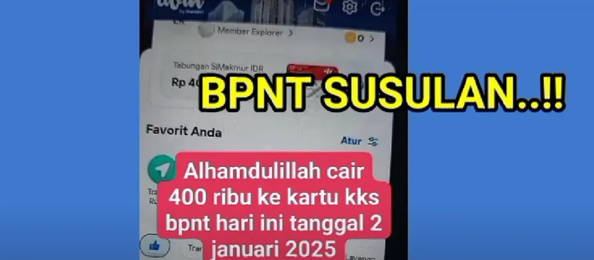 Berhasil menerima saldo dana Rp400.000 dari bansos BPNT susulan cair ke kks (Sumber: YouTube/BUNGKAS WAE)