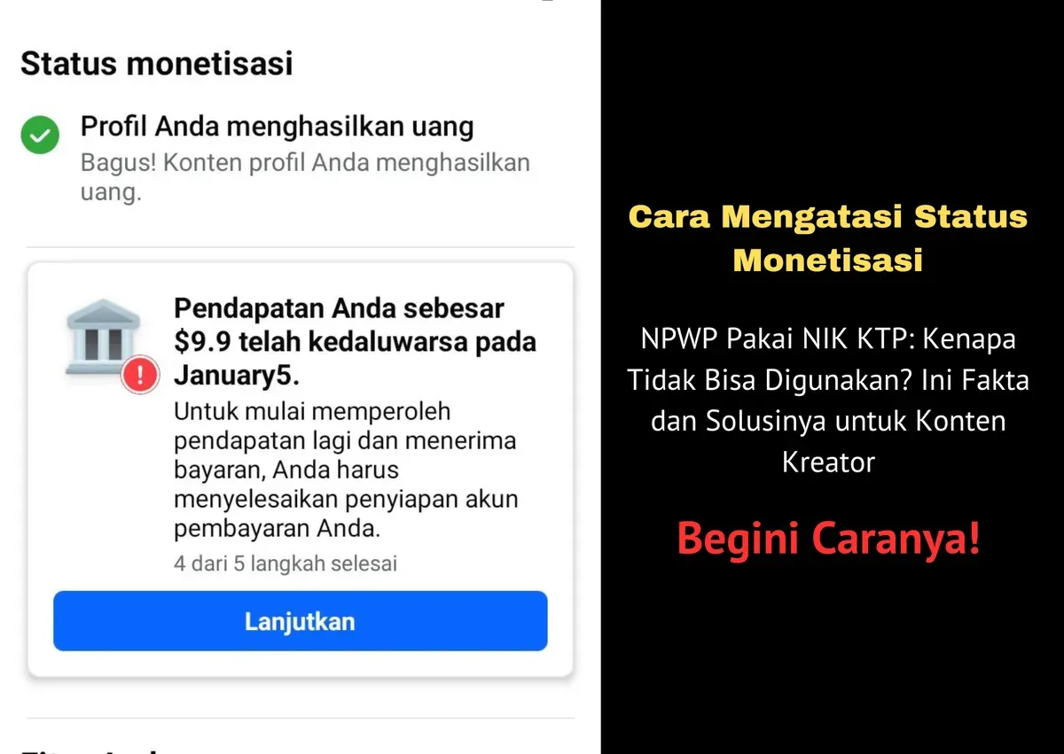 Status monetisasi yang terkendala. (Sumber: Poskota/Yusuf Sidiq)