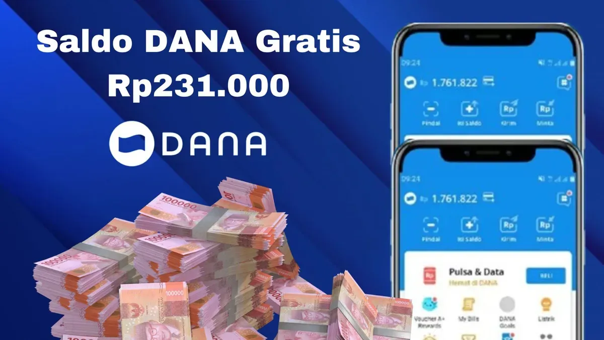 Cara klaim saldo DANA gratis Rp231.000 tanpa ada syarat khusus langsung masuk dompet elektronik. (Sumber: Poskota/Syania Nurul Lita Baikuni)