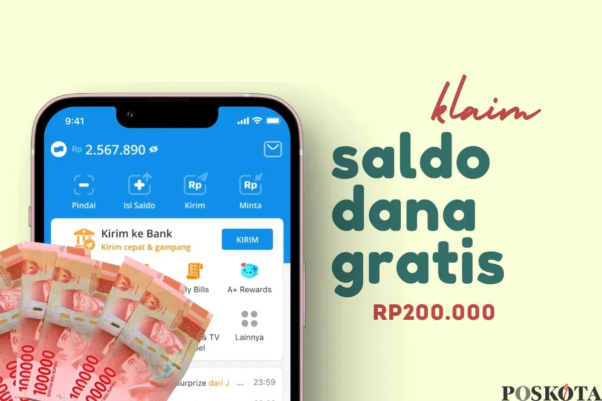 Klaim saldo DANA gratis Rp200.000 dari link DANA Kaget. (Sumber: Poskota/Della Amelia)