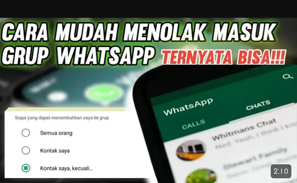 Cara agar tidak dimasukkan ke grup WhatsApp sembarangan. (Sumber: Tangkap layar/YouTube/Wahyu Alfarizy)