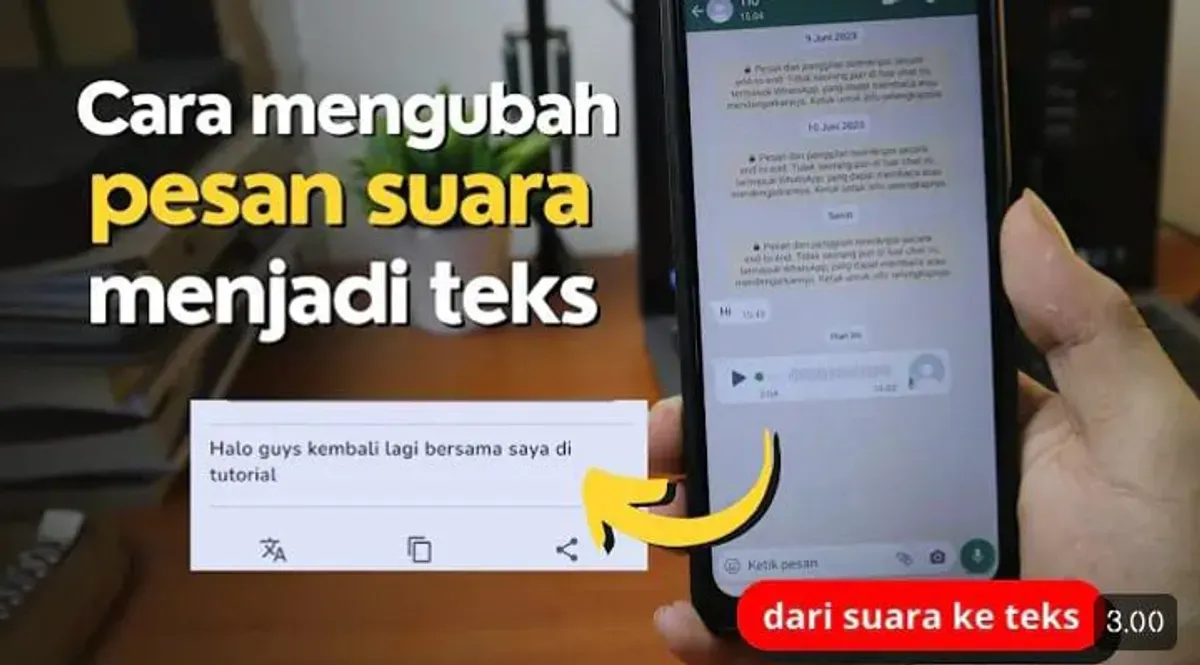 Simak cara mengubah pesan suara WhatsApp menjadi teks. (Sumber: Tangkap layar/YouTube/ADI Tutorial)