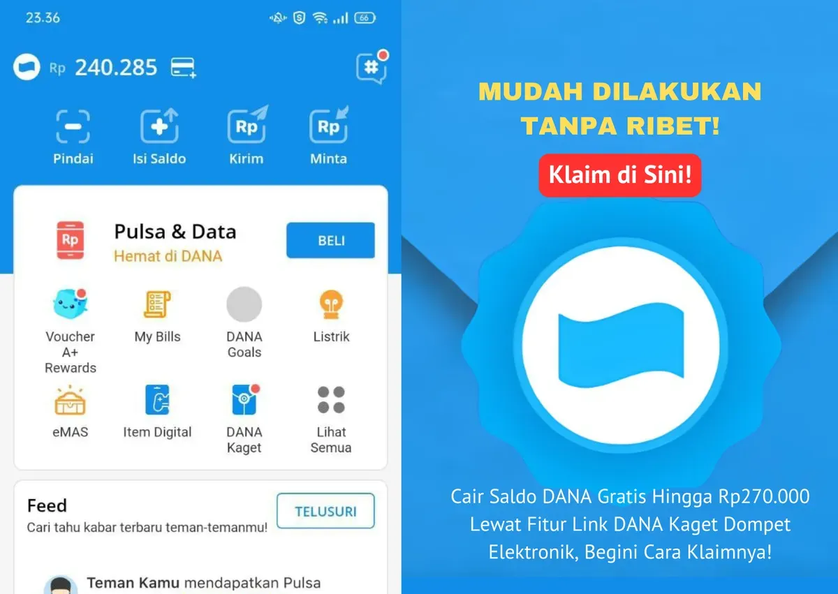 Dapatkan saldo DANA gratis hingga ratusan ribu rupiah dengan menggunakan fitur DANA Kaget yang praktis dan menyenangkan. (Sumber: Poskota/Yusuf Sidiq)