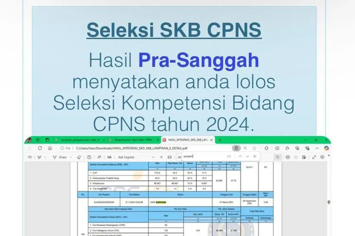 Link PDF hasil akhir CPNS 2024 nama-nama yang lulus (Sumber: Facebook/Reni)