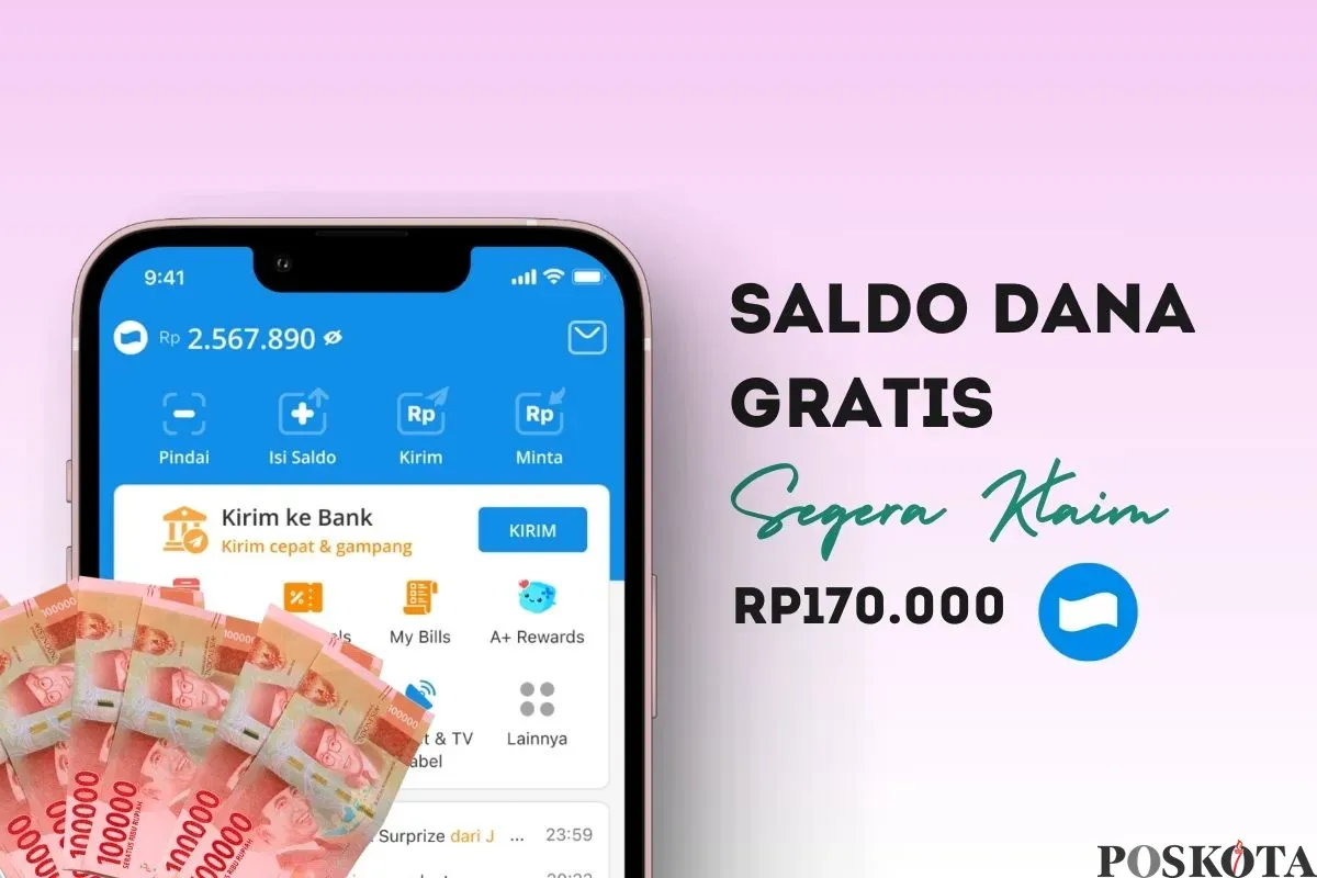 Klaim saldo DANA gratis Rp170.000 ke dompet elektronik. (Sumber: Poskota/Della Amelia)