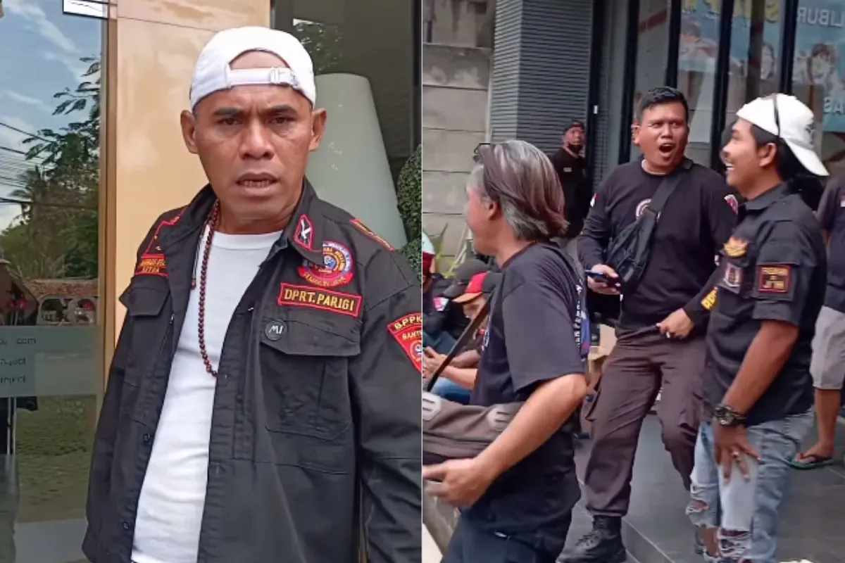 Ormas mendatangi Kantor Marketing di Tangerang Selatan untuk meminta pekerjaan. (Sumber: Tangkap Layar Instagram/@tangerang.terkini)