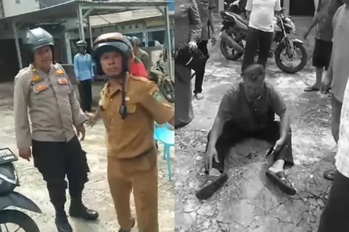 Seorang anggota polisi di Prabumulih diduga menendang pria tua hingga hidung berdarah. (Sumber: Tangkap Layar Instagram/@palembang_jurnalis)