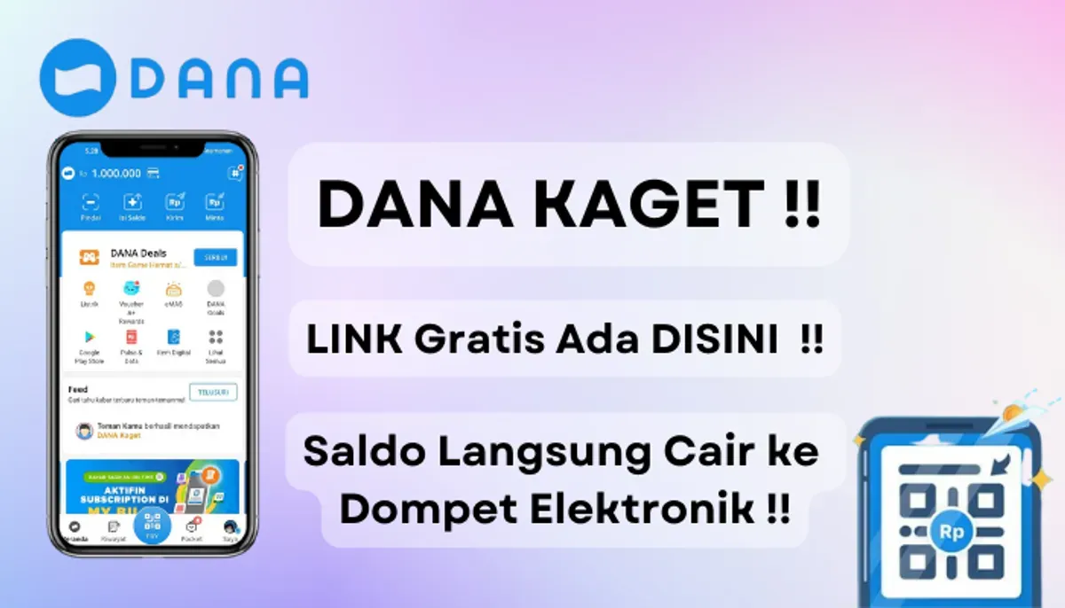 Klaim sekarang! saldo gratis Rp325.000 ke dompet elektronik dari link DANA kaget berikut ini. (Sumber: Poskota/Aldi Harlanda Irawan)